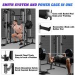 Royal Fitness Smith Machine, Multifunctional Power Cage Rack with Smith Bar and Cable Pulley System, and LAT Pull Down Machine for Home Gym…