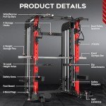 Pooboo Multi-Functional Machine Power Cage, 2000LB Squat Rack, LAT-Pull Down System, Dual Pulley Cable Crossover System, Home Gym Workout Machine with Strength Training Attachments(P43-Pro)