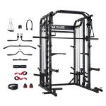 Major Fitness Drone2 Smith△ Machine – All-in-One Home Gym Squat Rack with Weight Bar, Dual LAT Pull-Down Systems & Cable Crossover Machine for Full-Body Workouts