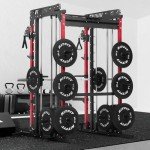 RitFit M1 Pro Smith Machine with Cable Crossover System, Multi-Function Squat Rack Power Cage for Home Gym, Power Rack and Packages Red