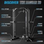 GMWD SmithΔ Machine, 1000LBS Power Cage with LAT Pull Down Pulley System and Cable Row, Multi-Function Squat Rack Cage, More Cable Attachments for Weight Cage Home Gym, Black