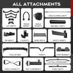 Pooboo Multi-Functional Machine Power Cage, 2000LB Squat Rack, LAT-Pull Down System, Dual Pulley Cable Crossover System, Home Gym Workout Machine with Strength Training Attachments(P43-Pro)