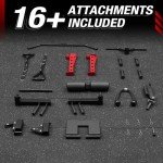 Mikolo Smith Machine, 2200lbs Squat Rack with LAT-Pull Down System & Cable Crossover Machine, Training Equipment with Leg Hold-Down Attachment