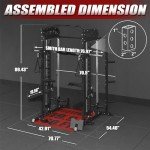 Mikolo Smith Machine, Power Cage with Functional Trainer and Vertical Leg Press Attachment, All-in-one Power Rack Squat Rack for Home Gym
