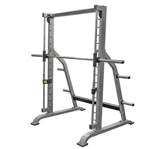 Valor Fitness Smith Machine Home Gym Equipment- Squat Bench Press Rack - 2" Plate Storage - Attached Sliding Knurled Barbell - Max Weight 500 LB