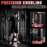 Temtum Smith Machine, 2000LBS Squat Rack with Cable Crossover System, Multi-Function Power Rack, Functional Trainer, and LAT Pulldown System, and More Cable Attachments for Home Gym