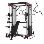 Ritkeep PMAX 5600 Home Gym SmithΔ Machine with Incline Bench, 6-in-1 Strength Training System with 326lb Dual Weight Stacks, Multi-Accessories Including Chin-up, Dip Bar, Low Row and Landmine.