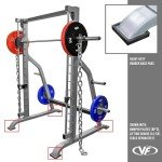Valor Fitness Smith Machine Home Gym Equipment- Squat Bench Press Rack - 2" Plate Storage - Attached Sliding Knurled Barbell - Max Weight 500 LB