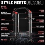 Temtum Smith Machine, 2000LBS Squat Rack with Cable Crossover System, Multi-Function Power Rack, Functional Trainer, and LAT Pulldown System, and More Cable Attachments for Home Gym