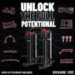 Temtum Smith Machine, 2000LBS Squat Rack with Cable Crossover System, Multi-Function Power Rack, Functional Trainer, and LAT Pulldown System, and More Cable Attachments for Home Gym