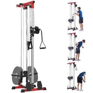 TROPOW Wall Mount Cable Machine with 20 Positions, LAT Pulldown Machine with Adjustable Cable Pulley System for Home Gym, Cable Crossover Machine, Tricep Workout Equipment with Weight Pulley System