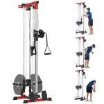 TROPOW Wall Mount Cable Machine with 20 Positions, LAT Pulldown Machine with Adjustable Cable Pulley System for Home Gym, Cable Crossover Machine, Tricep Workout Equipment with Weight Pulley System