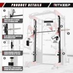 Ritkeep PMAX 5600 Home Gym SmithΔ Machine with Incline Bench, 6-in-1 Strength Training System with 326lb Dual Weight Stacks, Multi-Accessories Including Chin-up, Dip Bar, Low Row and Landmine.