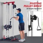 TROPOW Wall Mount Cable Machine with 20 Positions, LAT Pulldown Machine with Adjustable Cable Pulley System for Home Gym, Cable Crossover Machine, Tricep Workout Equipment with Weight Pulley System