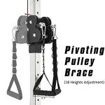 Merax Wall Mount Cable Station with Adjustable Dual Pulley System Pull Down Fitness Station