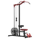 ER KANG Cable Station, LAT Pull Down & LAT Row LAT Tower, Cable Machine with Flip Up Footplate, High and Low Pulley Station, Home Gym Fitness Equipment (with Leg Hold)