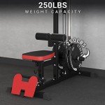 ER KANG Cable Station, LAT Pull Down & LAT Row LAT Tower, Cable Machine with Flip Up Footplate, High and Low Pulley Station, Home Gym Fitness Equipment (with Leg Hold)