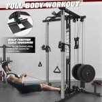 DONOW Cable Crossover Machine, Cable Fly Machine Home Gym System Workout Station with Dual Pulley System Pull-Up Bar Cable Bar and LAT Pull Down System