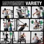 Mikolo Smith Machine, 2200lbs Squat Rack with LAT-Pull Down System & Cable Crossover Machine, Training Equipment with Leg Hold-Down Attachment, Black