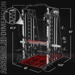 Mikolo Smith Machine, 2200lbs Squat Rack with LAT-Pull Down System & Cable Crossover Machine, Training Equipment with Leg Hold-Down Attachment, Black