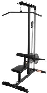 Fitvids LAT Machine with High and Low Pulley Station, LAT Pull Down and Row Cable Machine, LAT Tower with Adjustable Leg Support for Home Gym Back Exercise, Black
