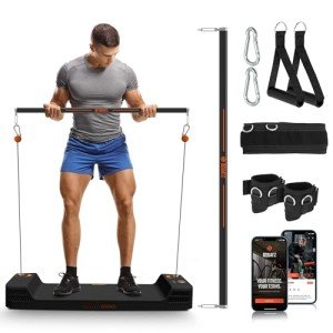 SQUATZ Apollo Board Mini: 150lb Resistance Smart Home Gym Cable Machine | Functional Trainer for Full Body Workouts | Digital Home Gym Equipment with Free App (Orange)