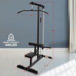 Fitvids LAT Machine with High and Low Pulley Station, LAT Pull Down and Row Cable Machine, LAT Tower with Adjustable Leg Support for Home Gym Back Exercise, Black