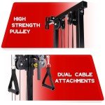 Fitvids Wall Mount Cable Station with Adjustable Dual Pulley System Pull Down Fitness Station