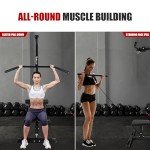 Fitvids LAT Machine with High and Low Pulley Station, LAT Pull Down and Row Cable Machine, LAT Tower with Adjustable Leg Support for Home Gym Back Exercise, Black