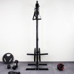Fitvids Wall Mount Cable Station with Adjustable Dual Pulley System Pull Down Fitness Station