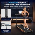 Orealla Walking Pad Treadmill with Incline, 3 in 1 Under Desk Treadmill 300lbs Capacity with Removable Desk Workstation, 3.5HP Compact Foldable Walking Treadmill for Home Office with Remote Control