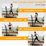 RuniRoX Foldable Treadmill with Incline, Walking Pad with Handle Bar, Portable Treadmill for Home Office, Under Desk Treadmill with LED Display and APP