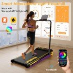 RuniRoX Foldable Treadmill with Incline, Walking Pad with Handle Bar, Portable Treadmill for Home Office, Under Desk Treadmill with LED Display and APP