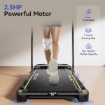 YPOO Foldable Treadmill with Incline, Walking Pad with Handle Bar 3 Level Incline, Portable Folding Treadmills for Home/Office 300 Lbs Capacity, Quiet Desk Treadmill with Remote Control & APP