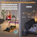 RuniRoX Foldable Treadmill with Incline, Walking Pad with Handle Bar, Portable Treadmill for Home Office, Under Desk Treadmill with LED Display and APP