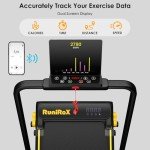 RuniRoX Foldable Treadmill with Incline, Walking Pad with Handle Bar, Portable Treadmill for Home Office, Under Desk Treadmill with LED Display and APP