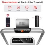 RHYTHM FUN Incline Foldable Treadmill, Walking Pad with Handle Bar 3 Level Incline, 300 Lbs Portable Treadmill for Home Office, Under Desk Compact Treadmill with LED Display Remote Control & APP