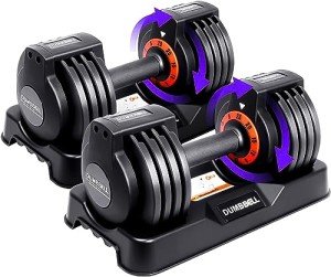 Adjustable Dumbbell Set - 25/55 lbs Pair