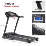 Sunny Health & Fitness Premium Smart Treadmill with Auto Incline, Dedicated Speed Buttons, Double Deck Technology, Digital Performance Display, BMI Calculator and Pulse Sensors - SF-T7515SMART