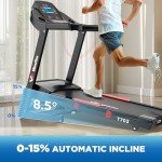 Winfita 4HP Treadmills for Home, Folding Treadmill with 15% Auto Incline, 300 LBS Capacity & 10 MPH Max Speed, 18'' x 50'' Wide Belt Treadmill with Bluetooth, App, LCD Display and 64 Preset Programs