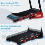 ATEEDGE Treadmill with Auto Incline, 18" Incline Treadmill for Home, Compact, Foldable, 300lb Capacity, Shock Absorption, 15% Incline Automatic, 0.5-10 MPH, 3 HP, Bluetooth App Running Treadmills