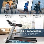 GYMAX Foldable Treadmill, 4.75HP Folding Treadmill with 15% Auto Incline, App Control, Bluetooth Speaker & Pules Sensor, Portable Self-Standing Treadmill with Incline for Home Gym