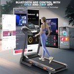 Treadmill with 15% Auto Incline, FUNMILY 3.25HP Heavy Duty Treadmill for Home, 300 lb Weight Capacity Folding Running Machine, Smart App Control/Shock Absorption/Bluetooth Speaker(Deep Dark Black)