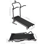 Non Electric Folding Treadmill with Incline Manual Walking Pad with LED Display for Home Office 264lbs Capacity Under Desk Jogging Running Machine (Black)