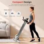Sunny Health & Fitness Manual Walking Treadmill, Non-Electric, Foldable & Compact Design, Quiet Tread Pad, Transportation Wheels, Non-Slip Handlebars, Digital Monitor for Apartment, Gym, Home Office