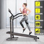 Non Electric Folding Treadmill with Incline Manual Walking Pad with LED Display for Home Office 264lbs Capacity Under Desk Jogging Running Machine (Black)