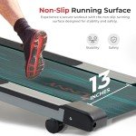 Sunny Health & Fitness Manual Walking Treadmill, Non-Electric, Foldable & Compact Design, Quiet Tread Pad, Transportation Wheels, Non-Slip Handlebars, Digital Monitor for Apartment, Gym, Home Office