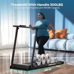 Treadmill with Handles, 2025 Upgraded Small Treadmill Home, Portable Electric Treadmills for Home 300 lbs Weight Capacity,Walking Pad Treadmill,Lightweight Folding Foldable Treadmill with LED Display