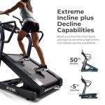 Sunny Health & Fitness Premium Heavy-Duty Steep Incline Decline Treadmill for Running, Hiking or Walking, Up & Down Hill Training Simulator, Shock Absorption, Multi Grip Handrails & Digital Monitor