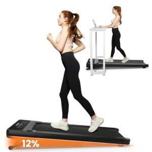 Uorkay Walking Pad with 12% Auto Incline, Incline Under Desk Treadmill with 6 HIIT Modes, Compact Treadmills for Home Office with Remote Control, Quiet Walking Treadmill with Low Noise (Black)